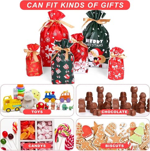 GWHOLE عيد الميلاد الرباط أكياس عيد الميلاد حزب صالح كيس للمكافآت هدية التفاف حقيبة جودي حقيبة مع الشريط للهدايا حلوى الشوكولاته in Kuwait