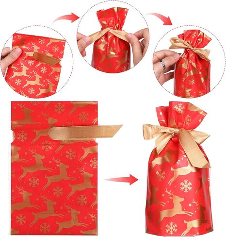 GWHOLE عيد الميلاد الرباط أكياس عيد الميلاد حزب صالح كيس للمكافآت هدية التفاف حقيبة جودي حقيبة مع الشريط للهدايا حلوى الشوكولاته in Kuwait