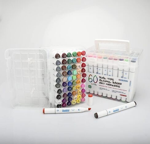 اقلام تلوين فنية من جي كولور مكونة من 60 لون للاطفال والكبار، فرشاة وازميل مزدوجة الاطراف من موردي المدارس والفنون، اقلام رسم للرسم والتلوين والرسم مع حقيبة حمل in Kuwait
