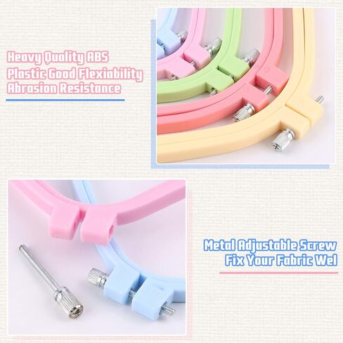 5 قطع من اطواق التطريز من بلاستيك ايه بي اس، اطواق ابرة التخريم 5 انش 6 انش 10 انش 12 انش 15 انش لتزيين العطلات والحرف اليدوية والخياطة اليدوية (5 الوان) in Kuwait