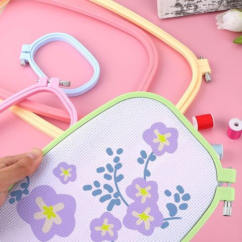 5 قطع من اطواق التطريز من بلاستيك ايه بي اس، اطواق ابرة التخريم 5 انش 6 انش 10 انش 12 انش 15 انش لتزيين العطلات والحرف اليدوية والخياطة اليدوية (5 الوان) in Kuwait