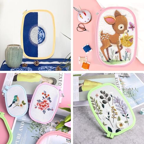 5 قطع من اطواق التطريز من بلاستيك ايه بي اس، اطواق ابرة التخريم 5 انش 6 انش 10 انش 12 انش 15 انش لتزيين العطلات والحرف اليدوية والخياطة اليدوية (5 الوان) in Kuwait