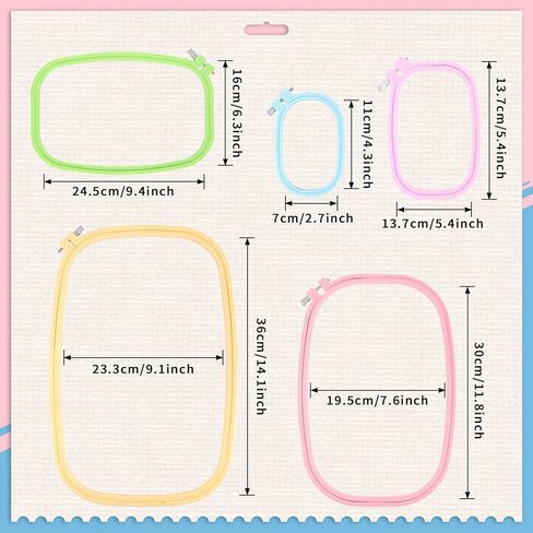 5 قطع من اطواق التطريز من بلاستيك ايه بي اس، اطواق ابرة التخريم 5 انش 6 انش 10 انش 12 انش 15 انش لتزيين العطلات والحرف اليدوية والخياطة اليدوية (5 الوان) in Kuwait