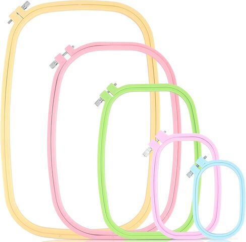 5 قطع من اطواق التطريز من بلاستيك ايه بي اس، اطواق ابرة التخريم 5 انش 6 انش 10 انش 12 انش 15 انش لتزيين العطلات والحرف اليدوية والخياطة اليدوية (5 الوان) in Kuwait