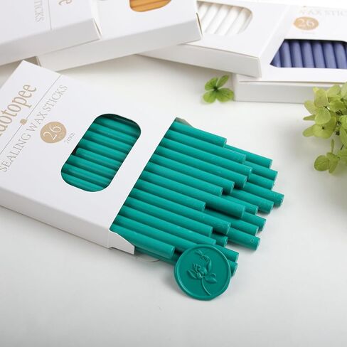 Turquoise Wax Seal Sticks 26pcs, Andotopee Teal Glue Gun Wax Seal Sticks Mini for Wax Seal Stamp, Premium Green Sealing Wax for Envelope Letter Seal Wedding Invation Craft Adhesive, Great Gift Ideas in Saudi Arabia