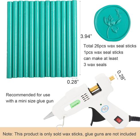 Turquoise Wax Seal Sticks 26pcs, Andotopee Teal Glue Gun Wax Seal Sticks Mini for Wax Seal Stamp, Premium Green Sealing Wax for Envelope Letter Seal Wedding Invation Craft Adhesive, Great Gift Ideas in Saudi Arabia