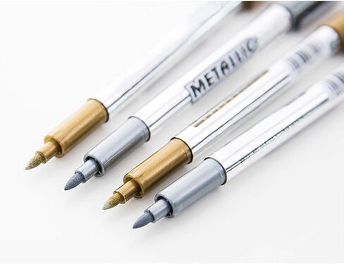 12 قطعة من اقلام تحديد معدنية دائمة، اقلام تلوين معدنية دائمة بلون ذهبي وفضي من كريتي، اقلام رسم معدنية لصنع البطاقات والرسم على الصخور والزجاج والخشب والالبوم الصور in Kuwait