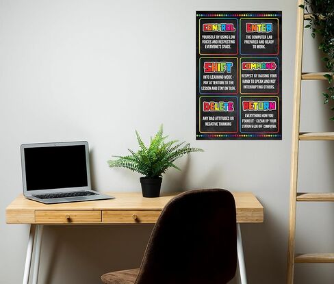 بوستر كمبيوتر بدون اطار بتصميم تحكم تحكم وادخال التحول مقاس 16×24 انش، مناسب لفصول علوم الكمبيوتر ومعامل الكمبيوتر، لوحة فنية جدارية لمختبر الترميز والكيبورد للاطفال (بدون اطار) in Kuwait