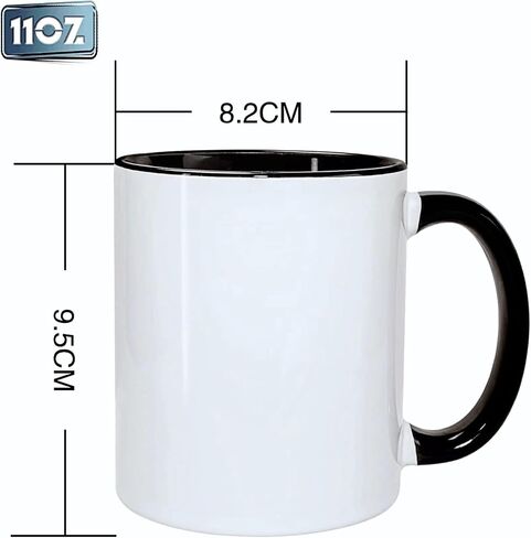 DSRTE Sublimation Coffee Mugs with Black Color Handle and Inner 11oz Sublimation Blanks Ceramic Coffee Cups for Cricut Mug Press,Set of 12 in Saudi Arabia