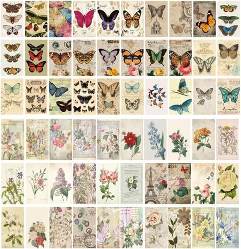 120 ورقة من ورق مواد سجل القصاصات على شكل فراشة عتيقة، ورق قصاصات، ورق حرفي تزييني جمالي، من أجل لوازم تزيين مجلة اليوميات غير المرغوب فيها DIY Craft in Kuwait