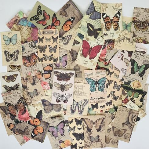 120 ورقة من ورق مواد سجل القصاصات على شكل فراشة عتيقة، ورق قصاصات، ورق حرفي تزييني جمالي، من أجل لوازم تزيين مجلة اليوميات غير المرغوب فيها DIY Craft in Kuwait