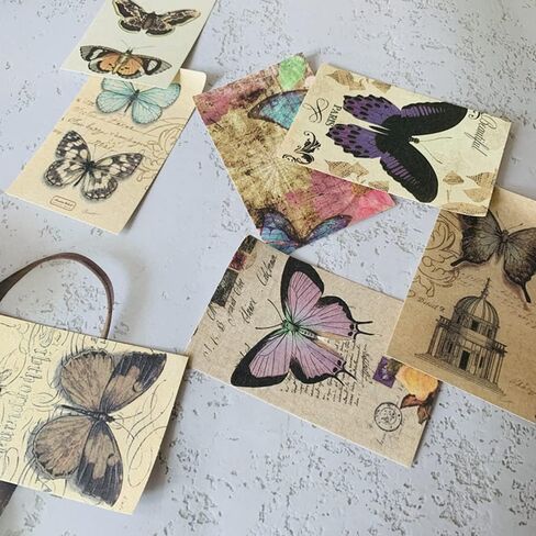 120 ورقة من ورق مواد سجل القصاصات على شكل فراشة عتيقة، ورق قصاصات، ورق حرفي تزييني جمالي، من أجل لوازم تزيين مجلة اليوميات غير المرغوب فيها DIY Craft in Kuwait