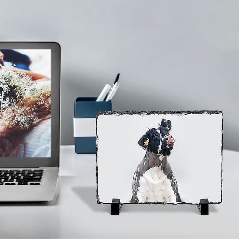 Airsnigi 12 حزمة من ألواح التسامي، 5.6 × 7.6 بوصة ألواح صخرية فارغة مع حامل عرض DIY ورقة نقل حراري للحرارة إطار صورة حجري لسطح المكتب هدية شخصية DIY in Kuwait