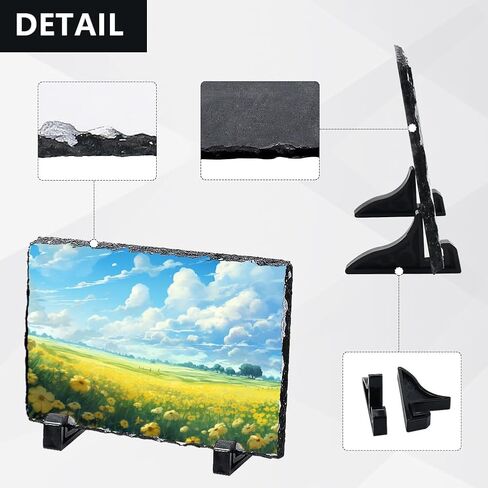 Airsnigi 12 حزمة من ألواح التسامي، 5.6 × 7.6 بوصة ألواح صخرية فارغة مع حامل عرض DIY ورقة نقل حراري للحرارة إطار صورة حجري لسطح المكتب هدية شخصية DIY in Kuwait
