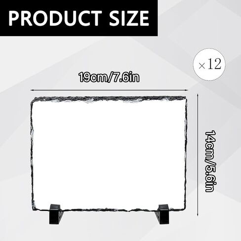 Airsnigi 12 حزمة من ألواح التسامي، 5.6 × 7.6 بوصة ألواح صخرية فارغة مع حامل عرض DIY ورقة نقل حراري للحرارة إطار صورة حجري لسطح المكتب هدية شخصية DIY in Kuwait