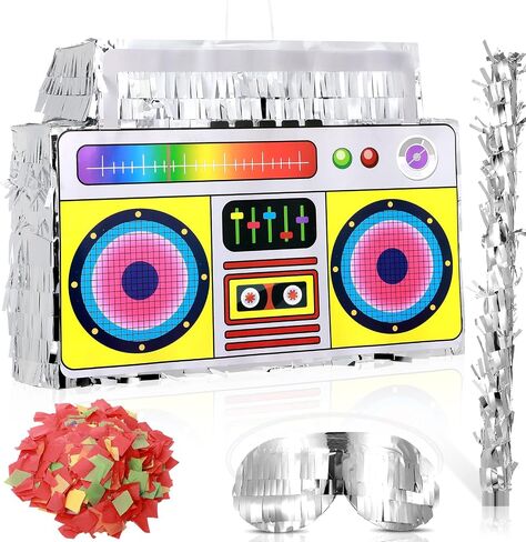 80s Boombox Pinata Retro Birthday Party, Decorations, 80s Parties, Hip Hop 90s Theme Supplies Radio Pinata for Kids and Adults Mexican Party Pinata Game Supplies Favors 16 x 11 Inch in Saudi Arabia