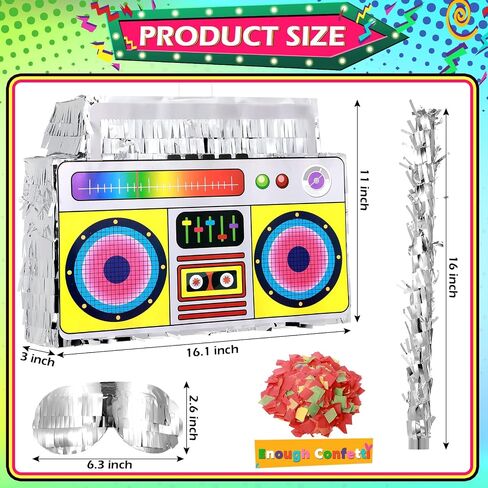 80s Boombox Pinata Retro Birthday Party, Decorations, 80s Parties, Hip Hop 90s Theme Supplies Radio Pinata for Kids and Adults Mexican Party Pinata Game Supplies Favors 16 x 11 Inch in Saudi Arabia