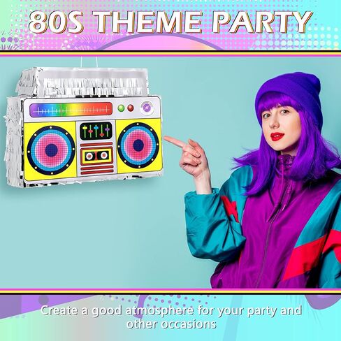 80s Boombox Pinata Retro Birthday Party, Decorations, 80s Parties, Hip Hop 90s Theme Supplies Radio Pinata for Kids and Adults Mexican Party Pinata Game Supplies Favors 16 x 11 Inch in Saudi Arabia