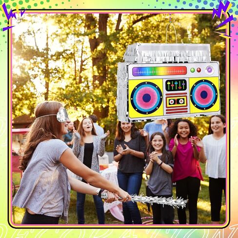 80s Boombox Pinata Retro Birthday Party, Decorations, 80s Parties, Hip Hop 90s Theme Supplies Radio Pinata for Kids and Adults Mexican Party Pinata Game Supplies Favors 16 x 11 Inch in Saudi Arabia