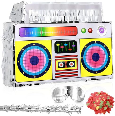 80s Boombox Pinata Retro Birthday Party, Decorations, 80s Parties, Hip Hop 90s Theme Supplies Radio Pinata for Kids and Adults Mexican Party Pinata Game Supplies Favors 16 x 11 Inch in Saudi Arabia