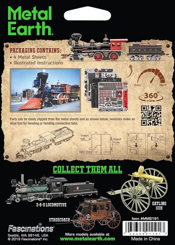 Metal Earth Fascinations Wild West 4-4-0 Locomotive 3D Metal Model Kit Bundle with Tweezers in Saudi Arabia