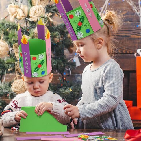 Syhood 16 Set Advent Foam Candle Wreath Christmas DIY Advent Candles Wreath Craft for Kids Advent Wreath Candles with Holly Red Berry Love Peace Hope Joy Words for Xmas Centerpiece Table Decor in Saudi Arabia