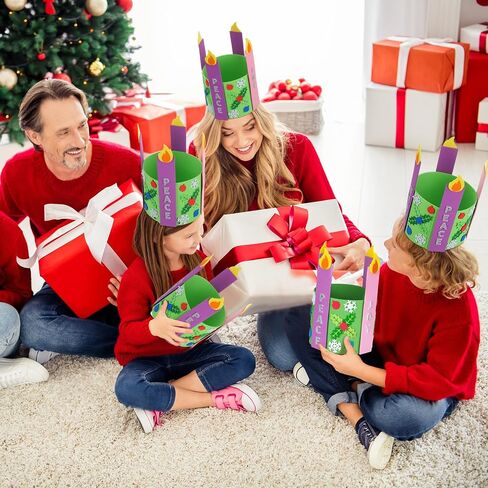 Syhood 16 Set Advent Foam Candle Wreath Christmas DIY Advent Candles Wreath Craft for Kids Advent Wreath Candles with Holly Red Berry Love Peace Hope Joy Words for Xmas Centerpiece Table Decor in Saudi Arabia