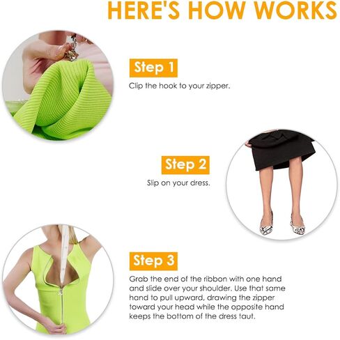 فستان بسحاب مساعد وسحّاب وسحّاب للأسفل فستان بنفسك أداة مساعدة بسحاب وسحاب مساعد سحب وسحّاب للفستان (أسود) in Kuwait