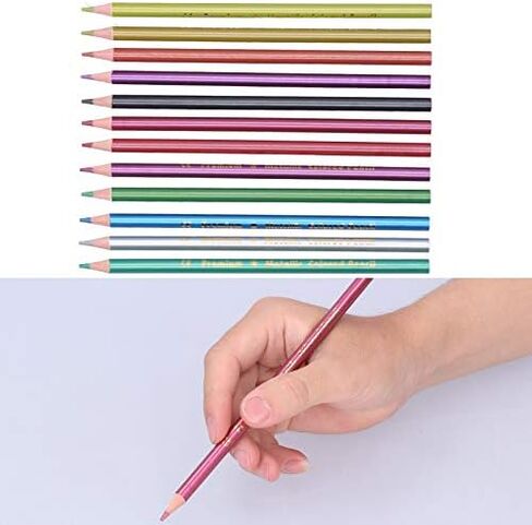 12Pcs Colored Pencils Professional Sketching Drawing Pencil Metallic or Fluorescent 12‑Color Pencils Sketch Graffiti Painting Pencil (#1) in Saudi Arabia