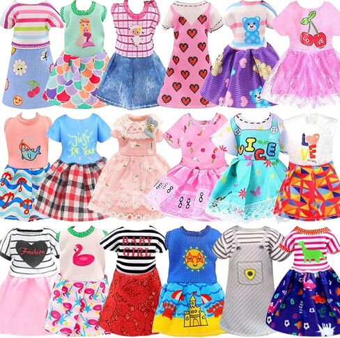 13 قطعة من ملابس الدمى وإكسسواراتها مقاس 5.3 بوصة - 6 بوصة من إيكور فن، تتضمن فستانين وملابسين وملابس سباحة وحذاء ولوح تزلج ونظارتين وحقيبتين لدمية فتى صبي مقاس 5.3 بوصة in Kuwait