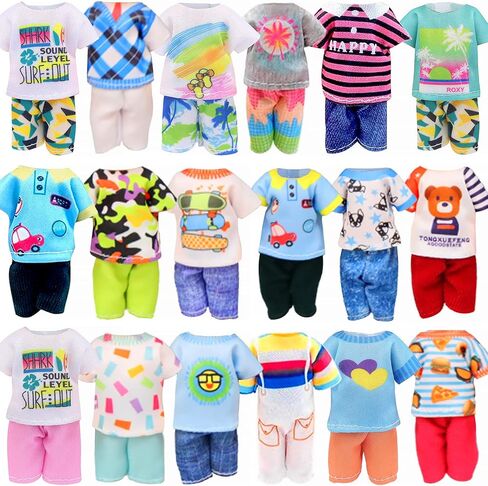 13 قطعة من ملابس الدمى وإكسسواراتها مقاس 5.3 بوصة - 6 بوصة من إيكور فن، تتضمن فستانين وملابسين وملابس سباحة وحذاء ولوح تزلج ونظارتين وحقيبتين لدمية فتى صبي مقاس 5.3 بوصة in Kuwait