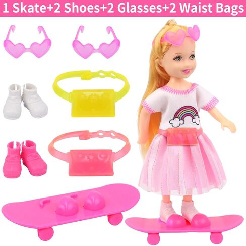 13 قطعة من ملابس الدمى وإكسسواراتها مقاس 5.3 بوصة - 6 بوصة من إيكور فن، تتضمن فستانين وملابسين وملابس سباحة وحذاء ولوح تزلج ونظارتين وحقيبتين لدمية فتى صبي مقاس 5.3 بوصة in Kuwait