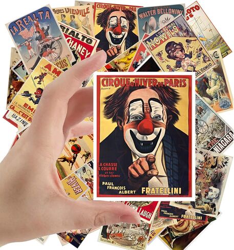 Large Stickers (24 pcs 2.5"x3.5") Vintage Circus Animals and Horses Vintage Posters in Kuwait