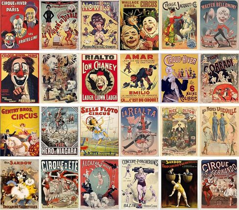 Large Stickers (24 pcs 2.5"x3.5") Vintage Circus Animals and Horses Vintage Posters in Kuwait
