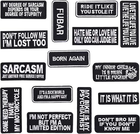 Assorted 15pcs Letter Patches for Motorcycle Jackets and Vests - Embroidered Sew-on Applique Patches for Boys' Clothing - Iron-on Patches for Backpacks in Kuwait