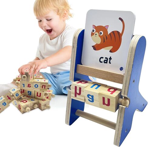 TANGZHIFEIYUE Montessori Wooden Letters Toys for Toddlers 3-5 Years - Flash Cards, Sight Word Reading Game, &ABC Blocks for Alphabet Learning in Kuwait