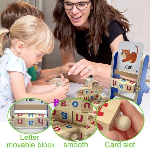 TANGZHIFEIYUE Montessori Wooden Letters Toys for Toddlers 3-5 Years - Flash Cards, Sight Word Reading Game, &ABC Blocks for Alphabet Learning in Kuwait