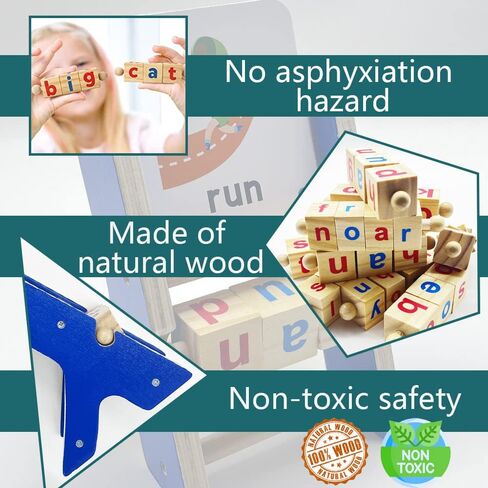 TANGZHIFEIYUE Montessori Wooden Letters Toys for Toddlers 3-5 Years - Flash Cards, Sight Word Reading Game, &ABC Blocks for Alphabet Learning in Kuwait