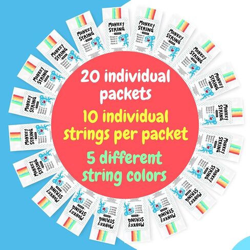 [20 Bags Party Pack] Monkey String - 10 Pieces Per Bag with 5 Colors - Bendable, Sticky Wax Yarn Stix, 6 inch Wax Sticks Party Pack - Great Toys for Party Favors, Events or Restaurants - By Impresa Products in Saudi Arabia