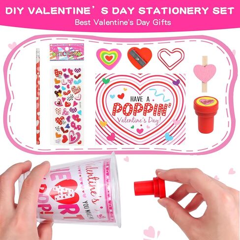 هدايا قرطاسية لعيد الحب للأطفال 28 حزمة من بطاقات تبادل الفصول الدراسية لعيد الحب، أقلام الرصاص، ملصقات، محايات، برايات، مشابك ورقية، مشابك على شكل قلب، مجموعة أكواب، جائزة المدرسة للأولاد والبنات، هدايا الحفلات in Kuwait