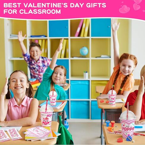 هدايا قرطاسية لعيد الحب للأطفال 28 حزمة من بطاقات تبادل الفصول الدراسية لعيد الحب، أقلام الرصاص، ملصقات، محايات، برايات، مشابك ورقية، مشابك على شكل قلب، مجموعة أكواب، جائزة المدرسة للأولاد والبنات، هدايا الحفلات in Kuwait