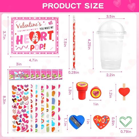 هدايا قرطاسية لعيد الحب للأطفال 28 حزمة من بطاقات تبادل الفصول الدراسية لعيد الحب، أقلام الرصاص، ملصقات، محايات، برايات، مشابك ورقية، مشابك على شكل قلب، مجموعة أكواب، جائزة المدرسة للأولاد والبنات، هدايا الحفلات in Kuwait