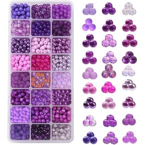 PH PandaHall 672pcs 8mm الخرز الزجاجي الأخضر لصنع المجوهرات 24 لون سوار الخرز الأيرلندية جولة الخرز فضفاض الخرز لعيد الميلاد عيد القديس باتريك القرط قلادة سوار صنع المجوهرات in Kuwait