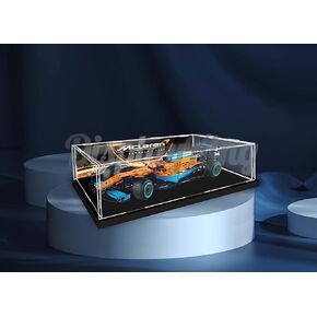 Acrylic Display case with Screw for Lego McLaren Formula 1 Race Car 42141 (Lego Set is not Included) (with Theme Background) US Stock