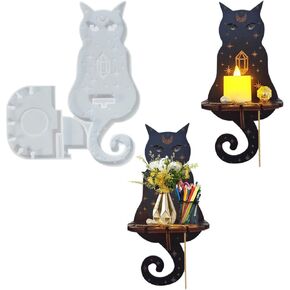 Resin Mold Wall Hanging Candle Holder Rack Cat Shaped, Witchy 3D UV Epoxy Resin Casting Tray Display Storage Mold for Trinket Makeup Jewelry Holder Making DIY