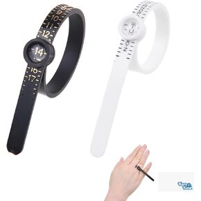 Kare & Kind 2X Ring Sizer Measuring Tool - US Size 1-17 and UK Size A-Z - Measure Finger Size Accurately - Reusable Clear Print with Magnifying Glass - Jewelry, Ring - (Black/White)