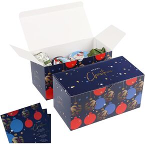Frantis 12 Pack With Lids Christmas Gift Boxes,6.8x6.8x3.5 Inches Decorations Christmas Boxes, 2 Festive Designs Party Rustic Wrap Boxes for Gifts,Chocolate, Cupcake, Crafting