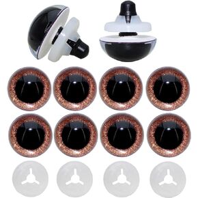 ARTCXC 20Pcs 24mm Large Safety Eyes Plastic Animal Eyes Colorful Glitter Craft Eyes with Sturdy Washers for DIY of Puppet, Bear Crafts, Plush Animal Doll Making Supplies