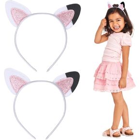 Luhiew 2 Pieces Cat Ears Headbands for Girls Halloween Costume Party Supplies,Cat Ears Headwears Hairbands Accessories in Kuwait