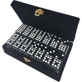 Marion & Co. Double Nine 9 Black Dominoes Jumbo Tournament Size Deluxe Velvet Box